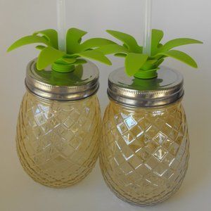 Pineapple Glasses with Straws